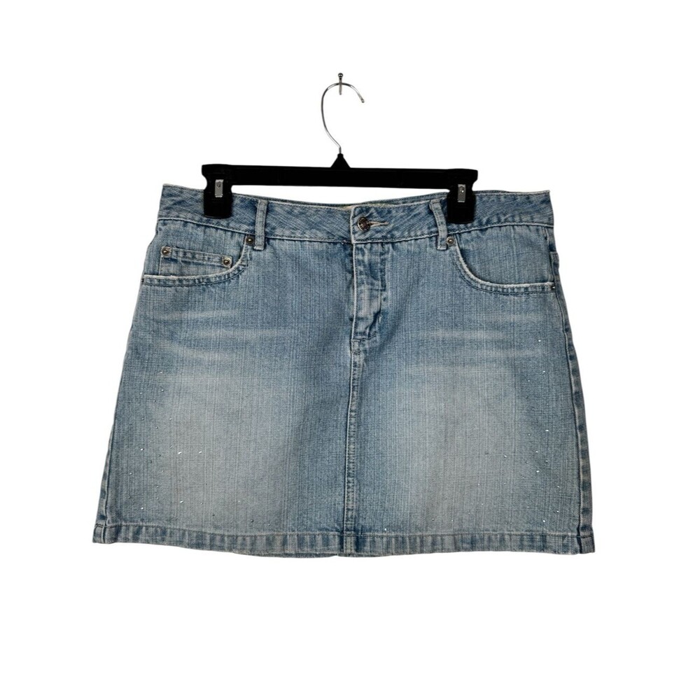 Vintage Y2K Route 66 Vintage Light Blue Denim Mini Skirt Size 11/12 EUC